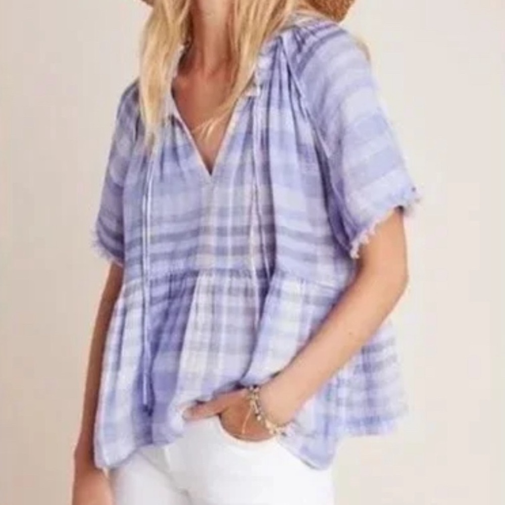 Pilcro Anthropologie Bette babydoll blouse M